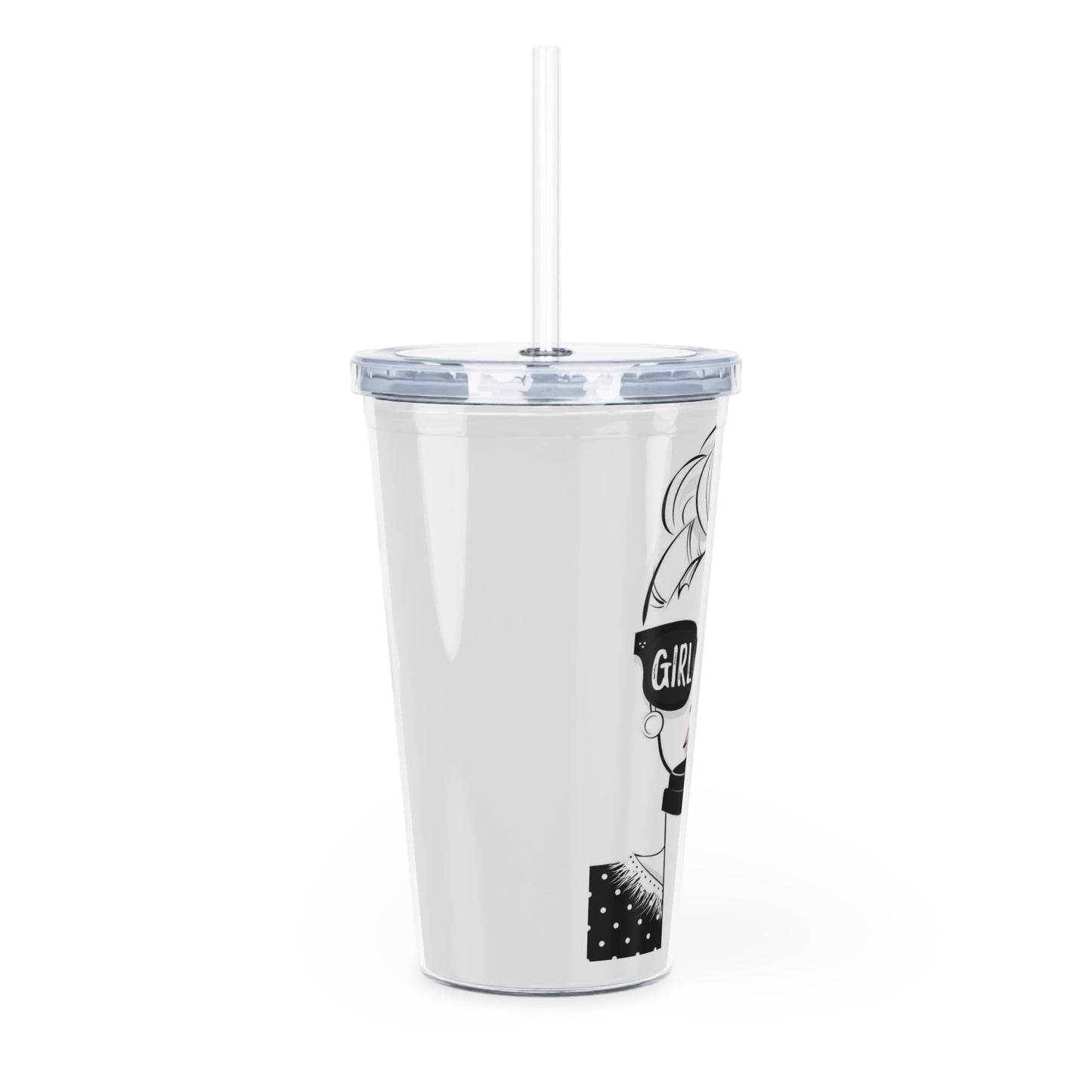 Girl Boss Plastic Tumbler with Straw