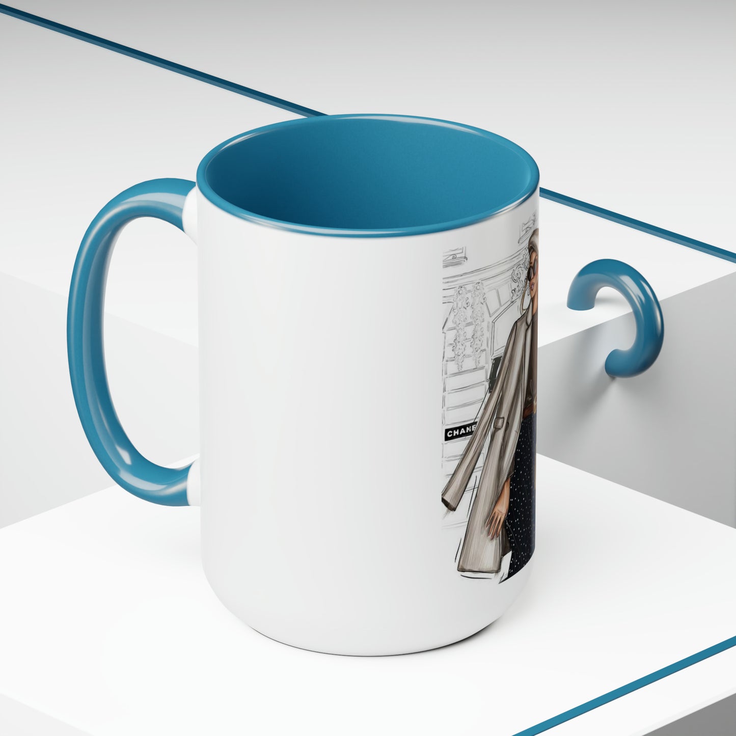 City Girl Two-Tone Coffee Mugs, 15oz