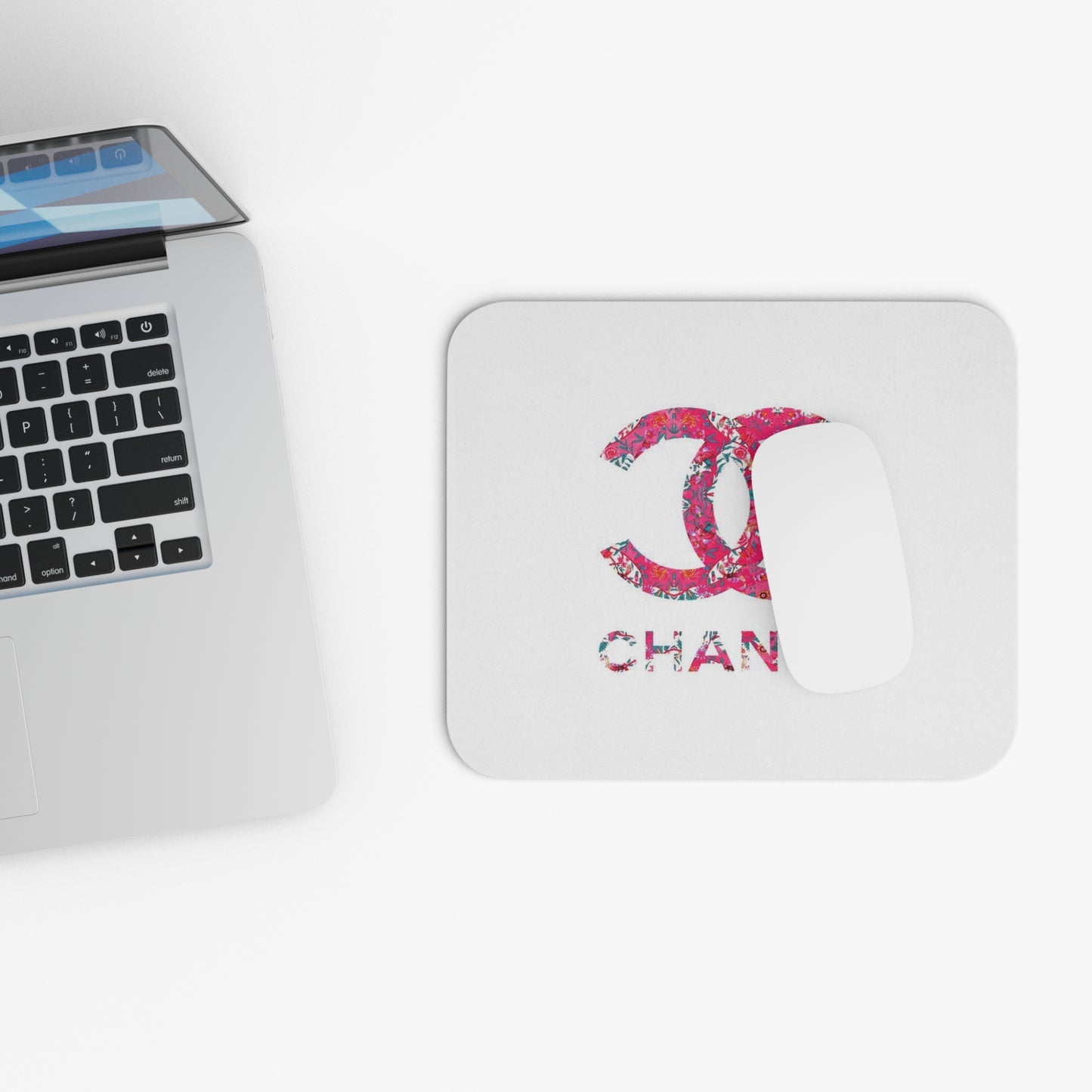 Pink Floral CC Mouse Pad (Rectangle)