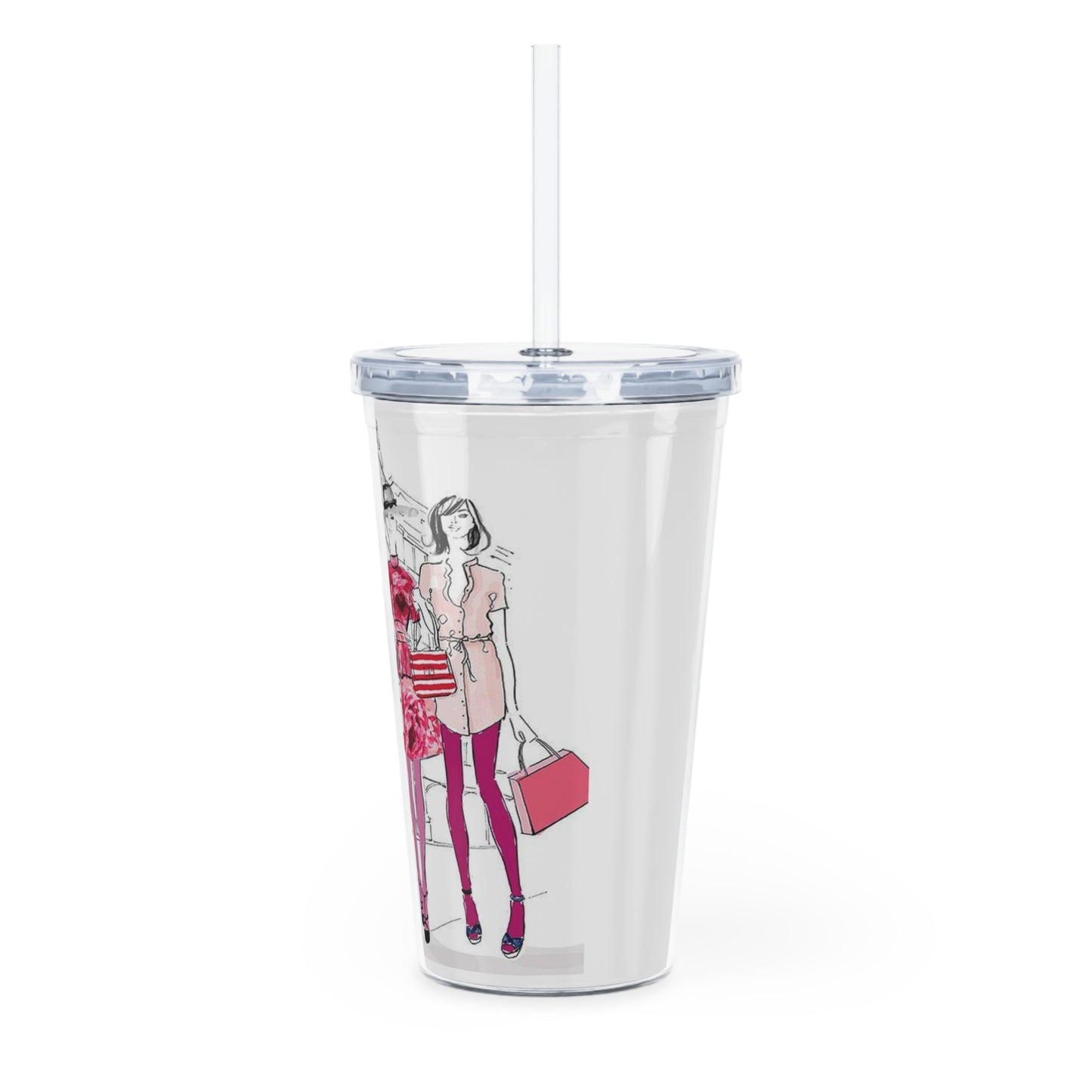 French Fashion Plastic Tumbler with Straw