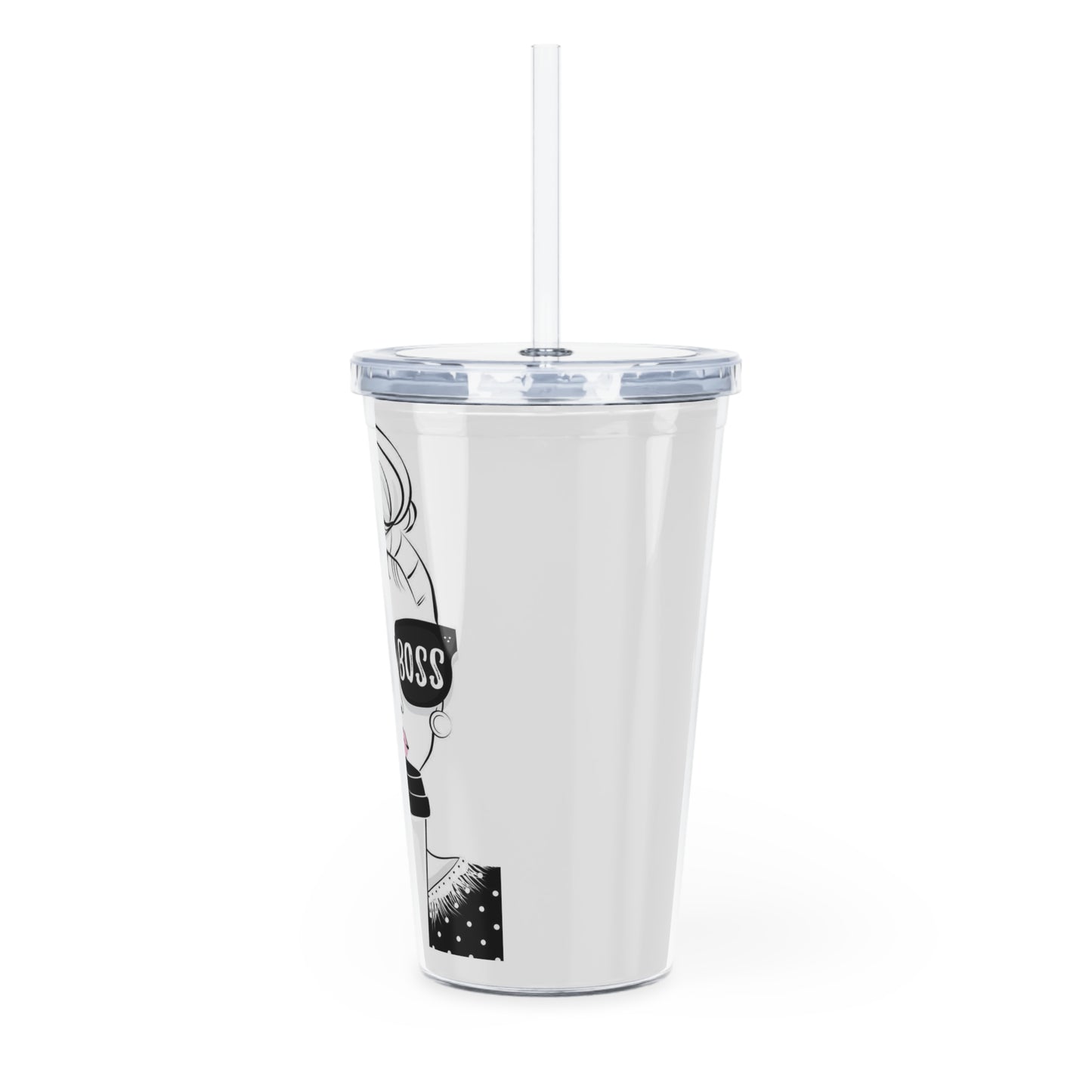Girl Boss Plastic Tumbler with Straw
