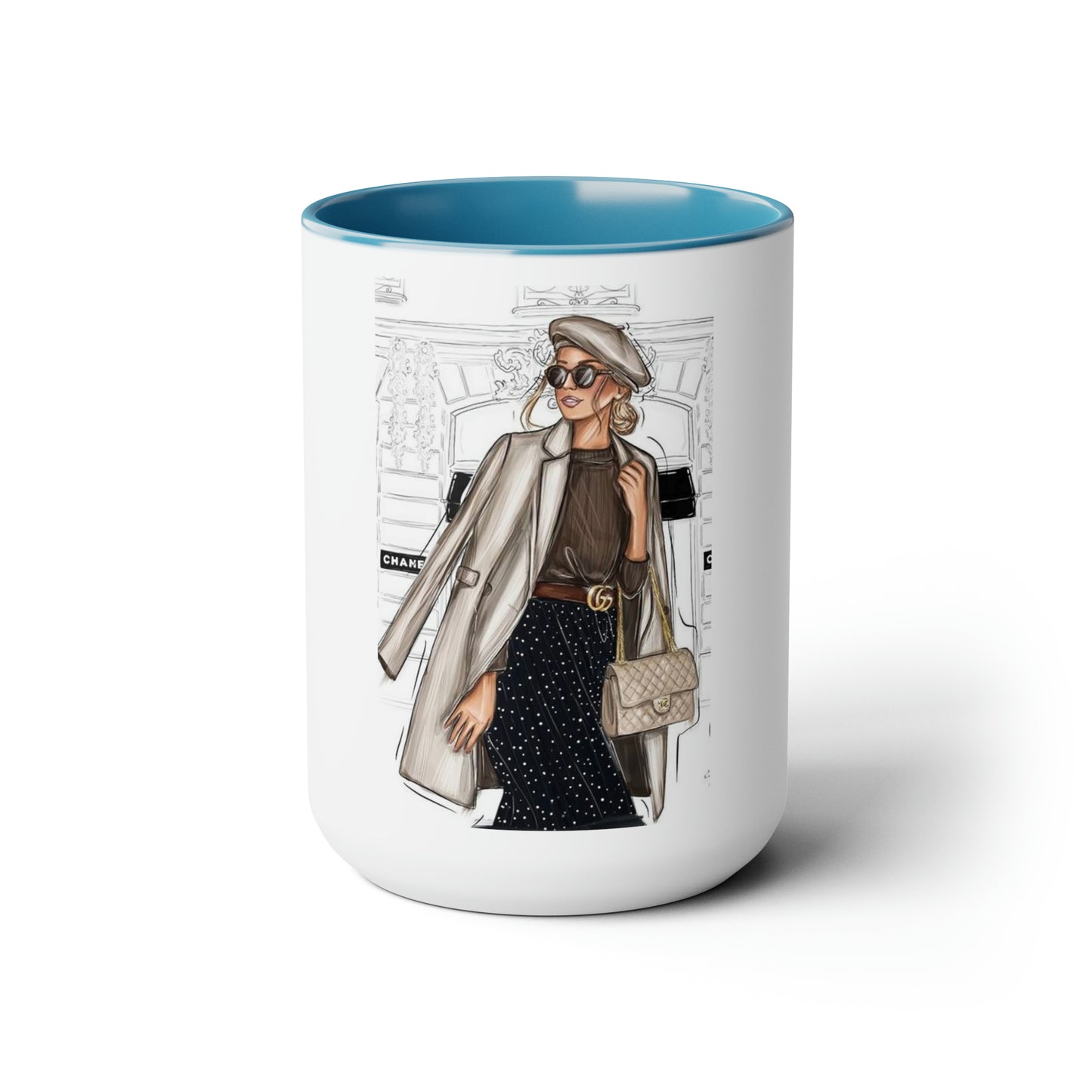 City Girl Two-Tone Coffee Mugs, 15oz