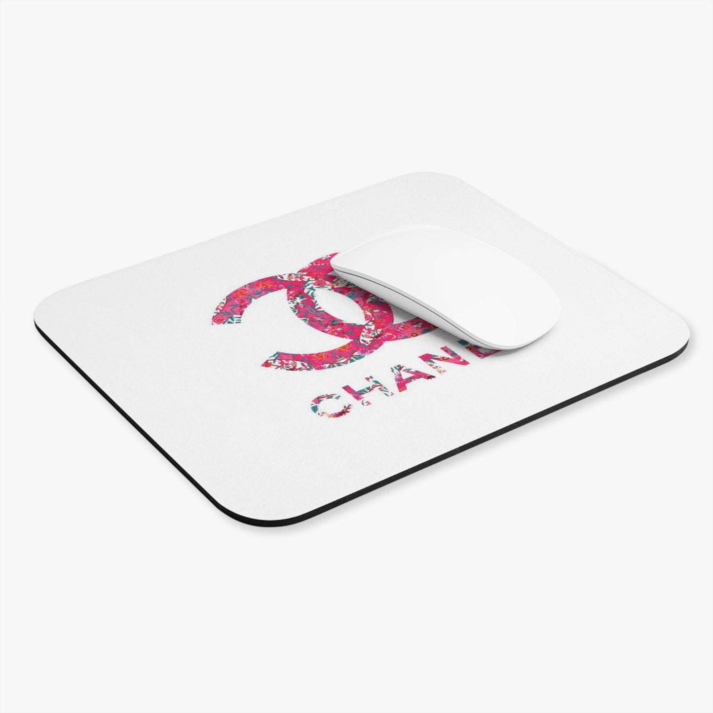 Pink Floral CC Mouse Pad (Rectangle)