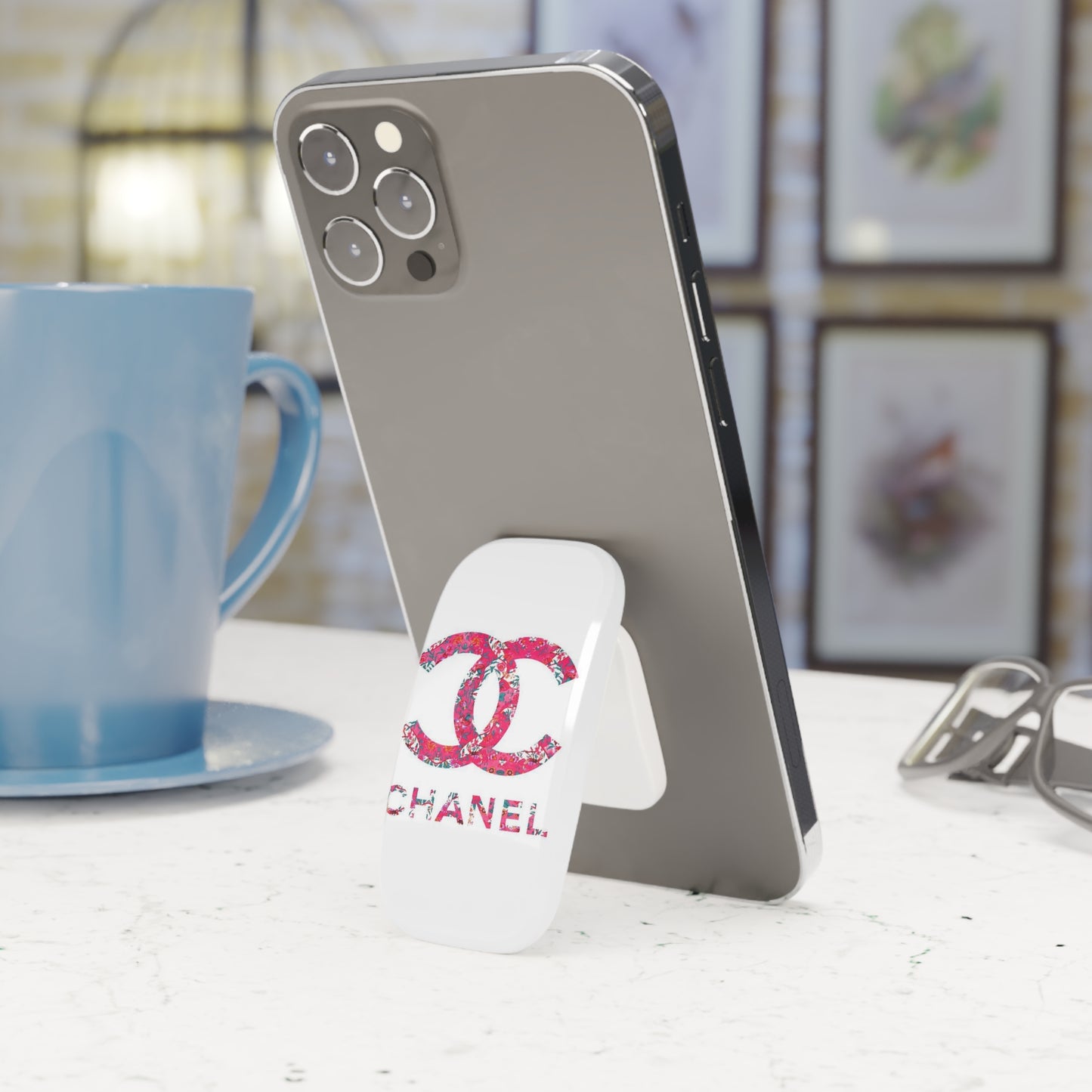 Pink Floral CC Phone Click-On Grip