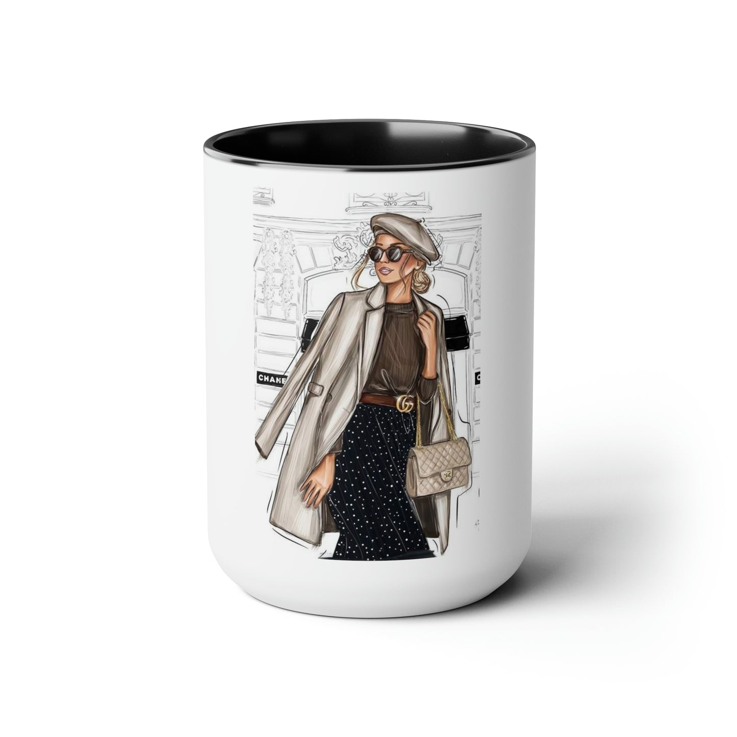City Girl Two-Tone Coffee Mugs, 15oz