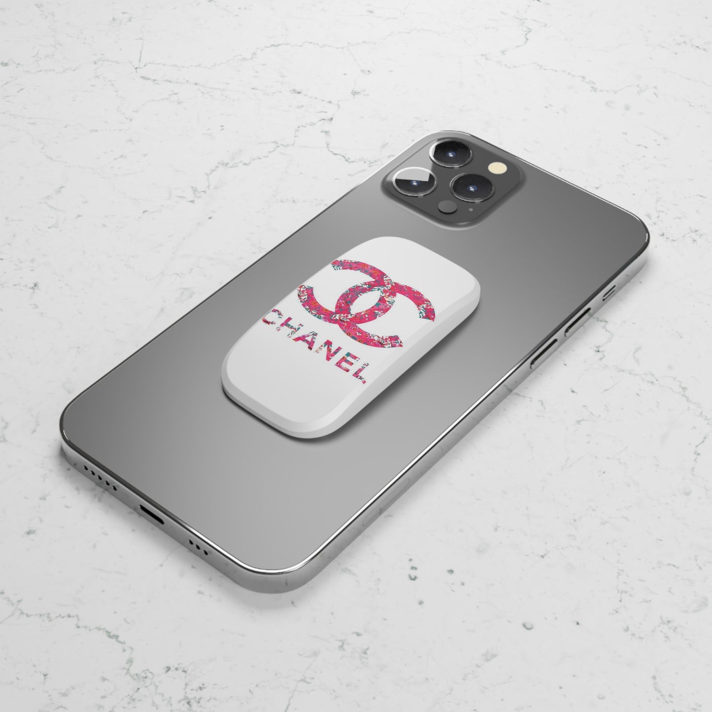 Pink Floral CC Phone Click-On Grip