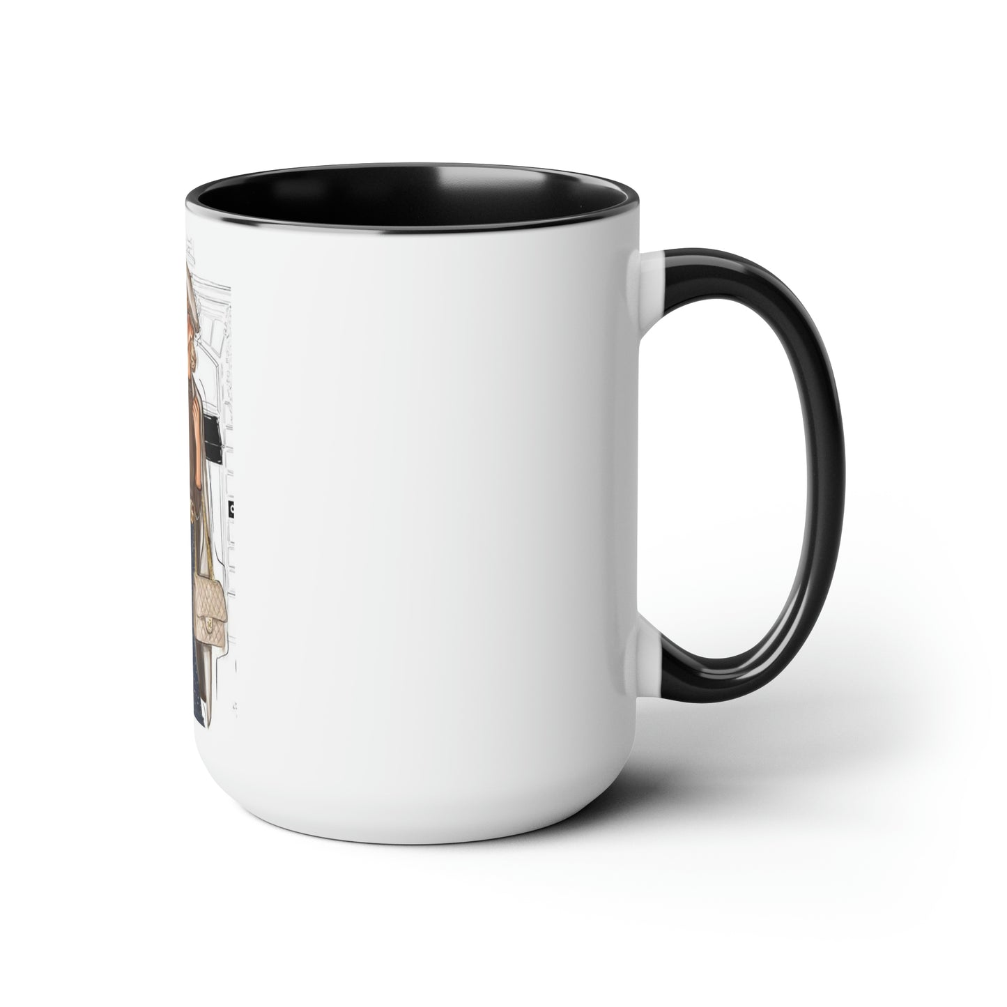 City Girl Two-Tone Coffee Mugs, 15oz