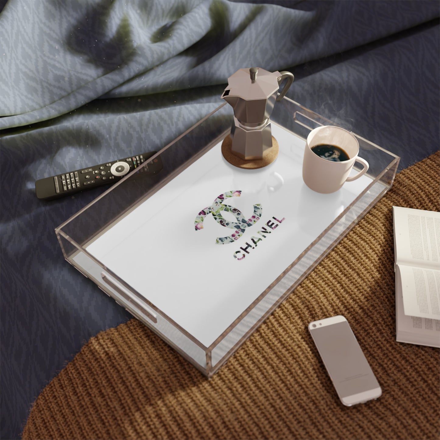 Floral CC Acrylic Serving Tray