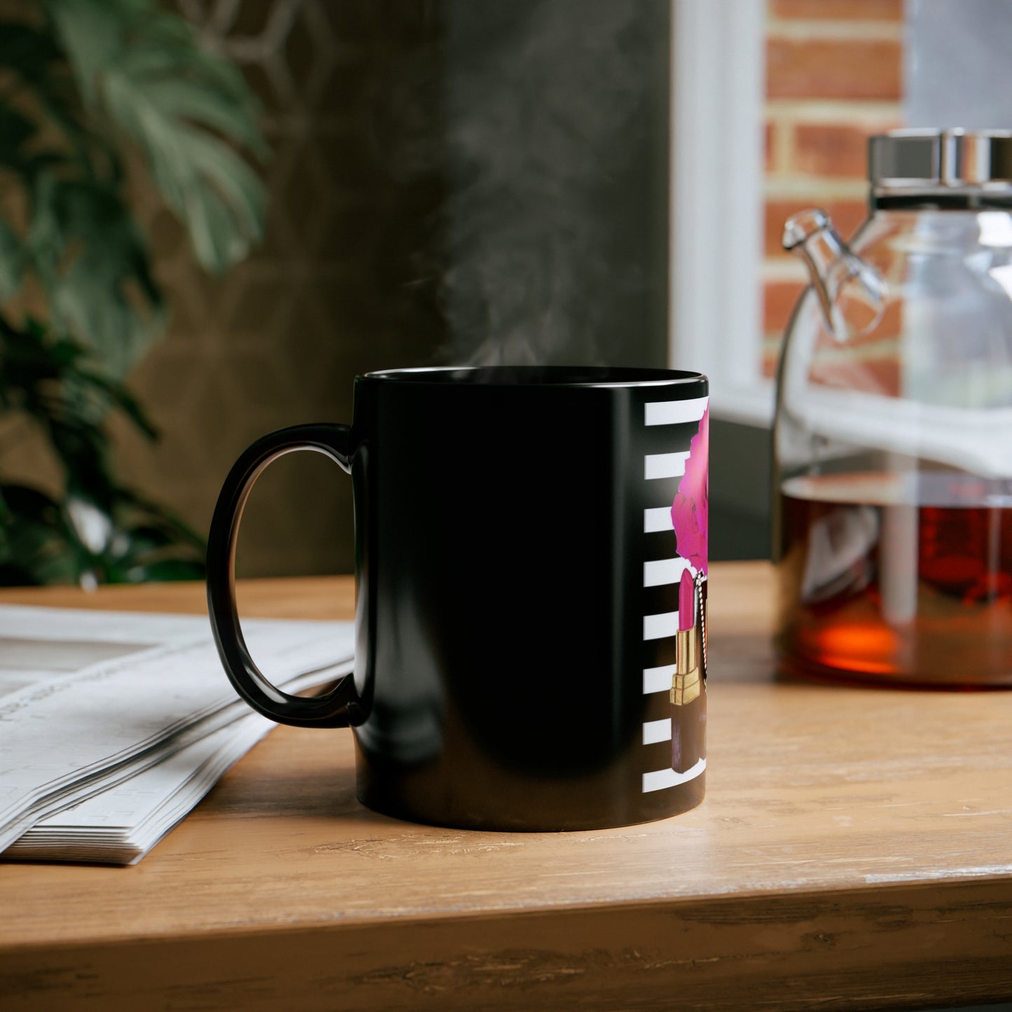 CC rose 11oz Black Mug