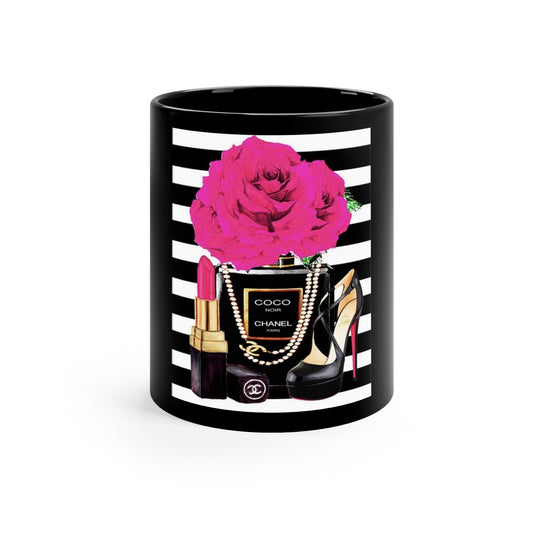 CC rose 11oz Black Mug