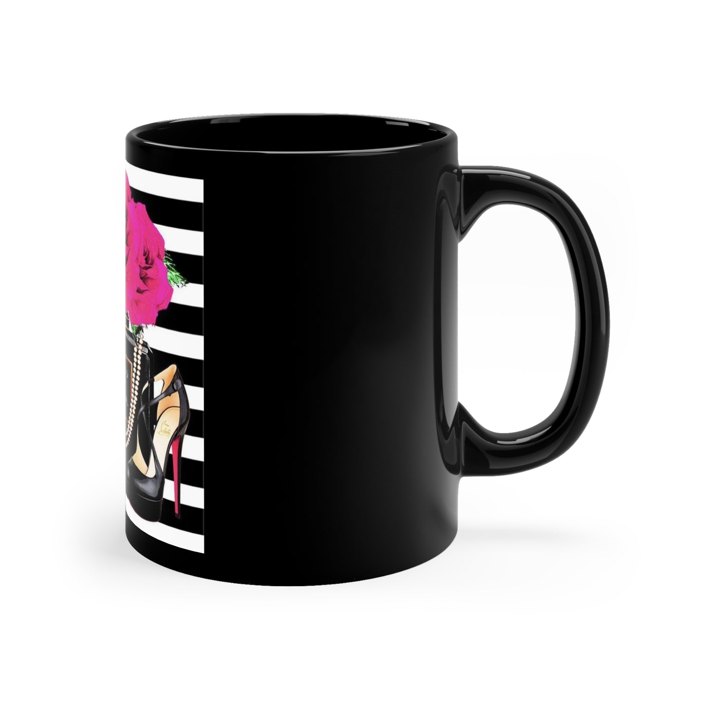 CC rose 11oz Black Mug