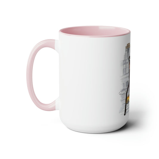 New Yorker Two-Tone Coffee Mugs, 15oz