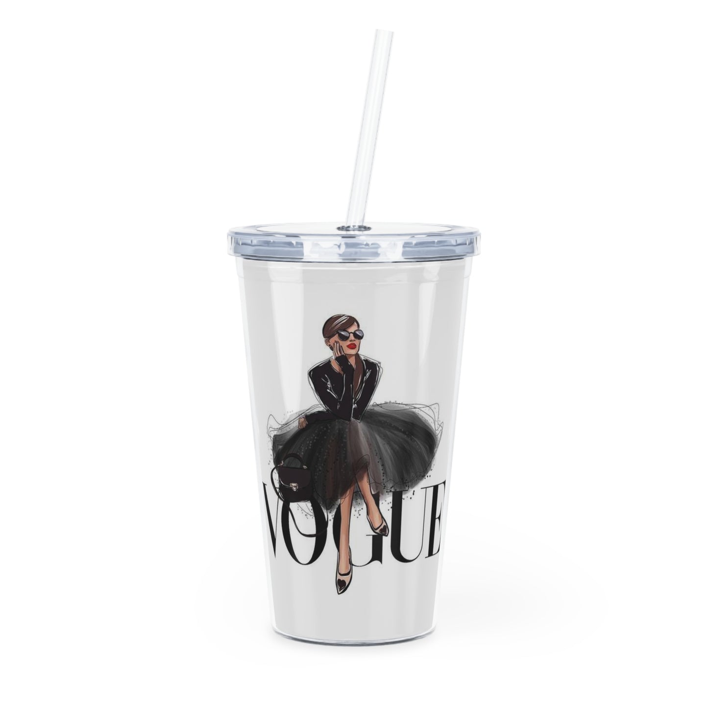 V Fashion Plastic Tumbler with Straw