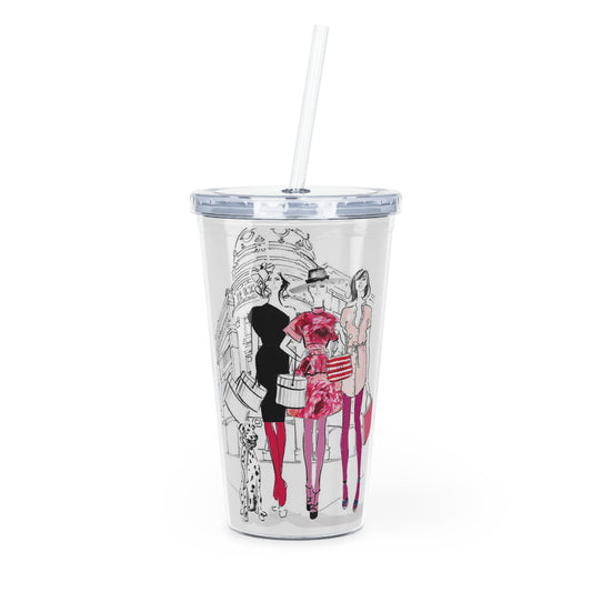 French Fashion Plastic Tumbler with Straw