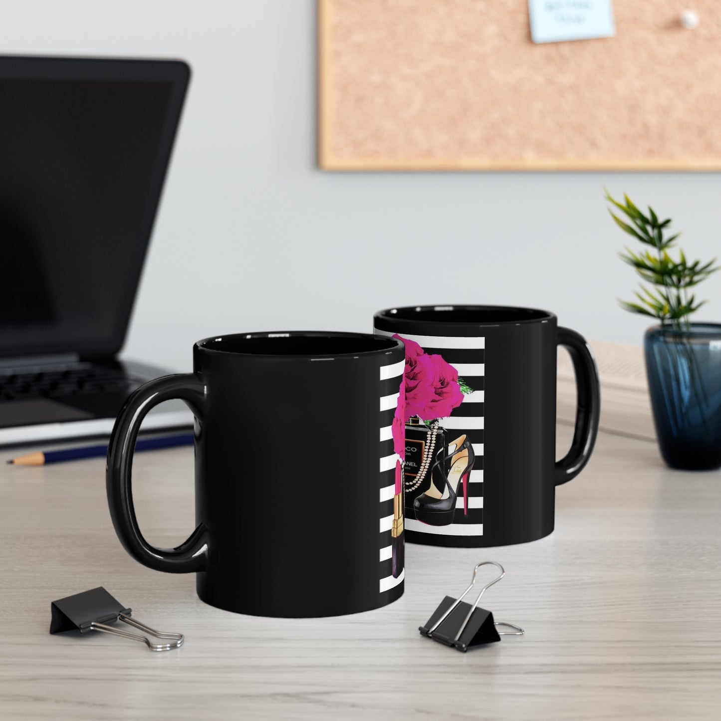 CC rose 11oz Black Mug