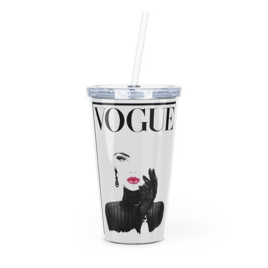 V Plastic Tumbler with Straw