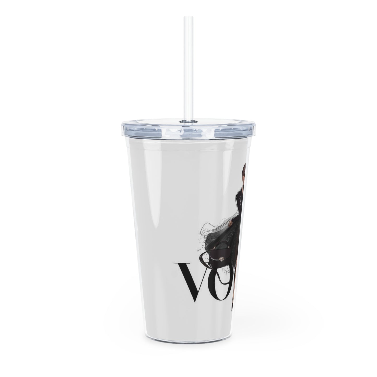 V Fashion Plastic Tumbler with Straw