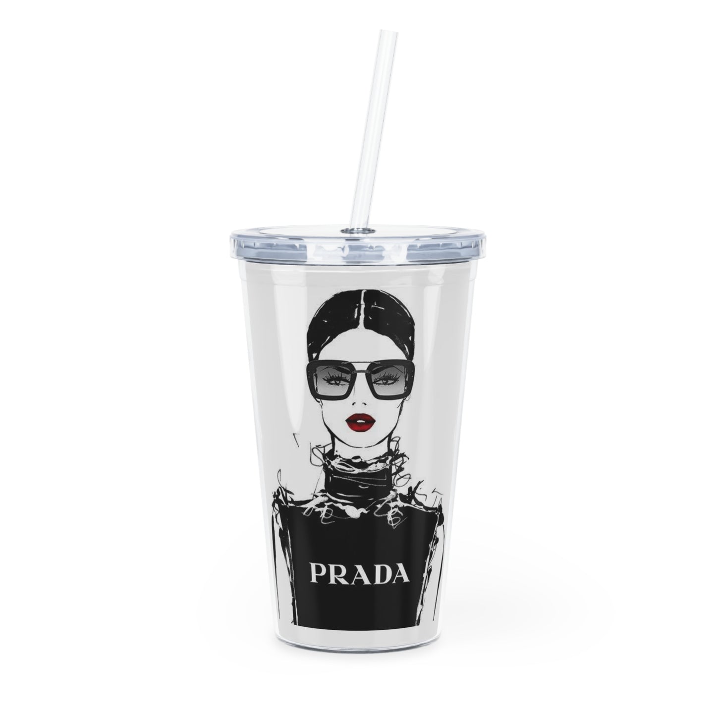 B&W Fashion Plastic Tumbler with Straw