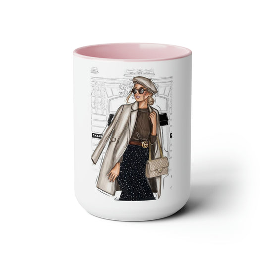 City Girl Two-Tone Coffee Mugs, 15oz