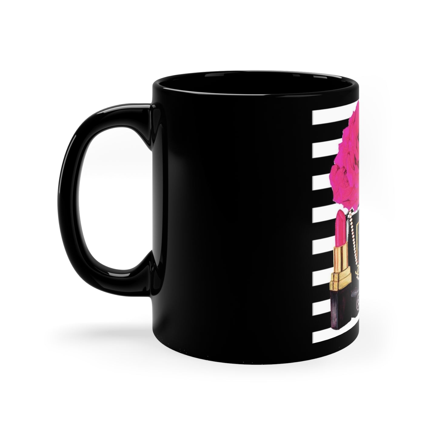 CC rose 11oz Black Mug